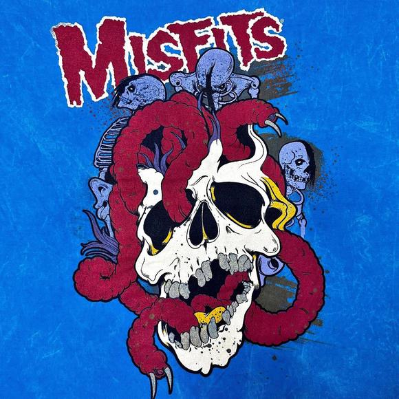 Misfits Official Squirm Mineral Wash Graphic T-Shirt Blue Men’s M - Picture 3 of 6